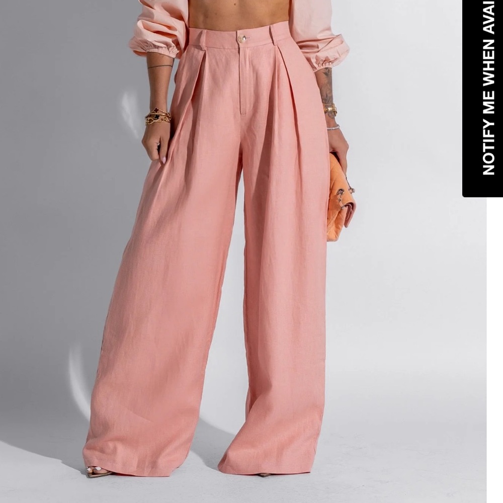 Elegant Pink Wide-Leg Women's Pants